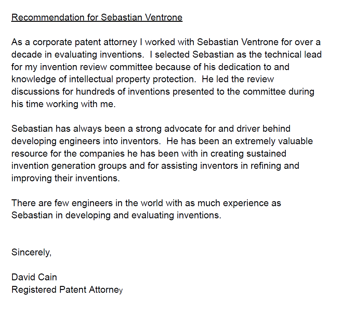 Sebastian's Recommendation Letter